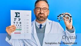  Presentation with optometry - Theme enhanced with handsome-middle-age-man-holding background and a light blue colored foreground
