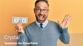  Presentation with achievement - Slide deck with handsome-middle-age-man-holding background and a seafoam green colored foreground