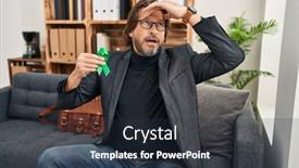  Presentation with ribbon green - Presentation theme having handsome-middle-age-man-holding background and a tawny brown colored foreground