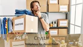  Presentation with charity - Presentation theme featuring handsome-middle-age-man-holding background and a coral colored foreground