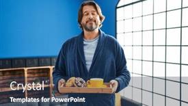  Presentation with simple food - PPT layouts enhanced with handsome-middle-age-man-holding background and a  colored foreground