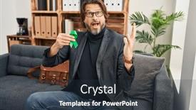  Presentation with ribbon green - PPT layouts featuring handsome-middle-age-man-holding background and a tawny brown colored foreground