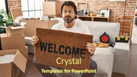  Presentation with puffing - Presentation theme enhanced with handsome-middle-age-man-holding background and a tawny brown colored foreground