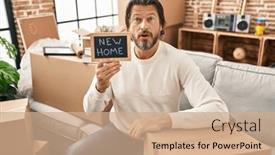  Presentation with new home - Slide deck enhanced with handsome-middle-age-man-holding background and a  colored foreground