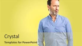  Presentation with egyptian man in make up - Slide deck with handsome middle age man making background and a  colored foreground