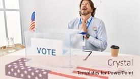  Presentation with praying hands - Slide set consisting of handsome-middle-age-man-sitting background and a  colored foreground