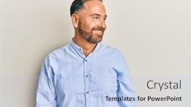  Presentation with business profile - PPT layouts enhanced with handsome-middle-age-man-wearing background and a light blue colored foreground