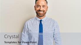  Presentation with tie - Audience pleasing theme consisting of handsome-middle-age-man-wearing backdrop and a light blue colored foreground
