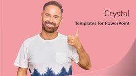  Presentation with tshirt - Cool new presentation with handsome-middle-age-man-wearing backdrop and a coral colored foreground