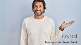  Presentation with hand palm - Presentation design featuring handsome-middle-age-man-wearing background and a lemonade colored foreground