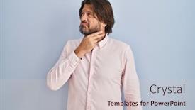  Presentation with sore throat - Slide deck having handsome-middle-age-man-wearing background and a  colored foreground
