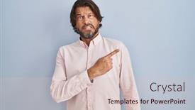  Presentation with forefinger - Presentation consisting of handsome-middle-age-man-wearing background and a lemonade colored foreground