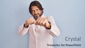  Presentation with violence - Presentation theme consisting of handsome-middle-age-man-wearing background and a light blue colored foreground