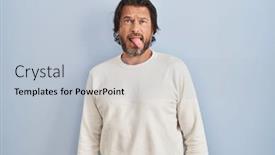  Presentation with emotion - PPT theme consisting of handsome-middle-age-man-wearing background and a light blue colored foreground