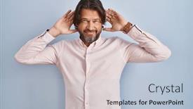  Presentation with deaf - Presentation design featuring handsome-middle-age-man-wearing background and a light blue colored foreground