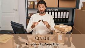  Presentation with crying - Presentation design consisting of handsome-middle-age-man-working background and a  colored foreground