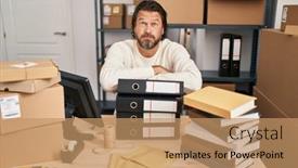  Presentation with working - Slides enhanced with handsome-middle-age-man-working background and a  colored foreground