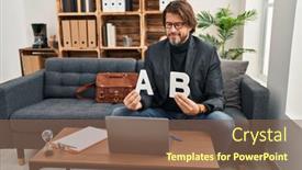  Presentation with dyslexia - PPT theme with handsome-middle-age-man-working background and a violet colored foreground