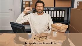  Presentation with attitude - Presentation theme enhanced with handsome-middle-age-man-working background and a coral colored foreground