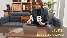  Presentation with dyslexia - Presentation design consisting of handsome-middle-age-man-working background and a violet colored foreground