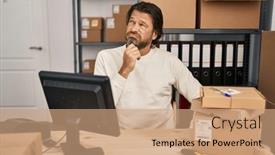  Presentation with depression - Slides with handsome-middle-age-man-working background and a coral colored foreground