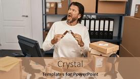  Presentation with anger - PPT theme with handsome-middle-age-man-working background and a coral colored foreground