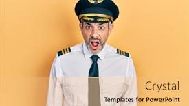  Presentation with airplane pilot - Slide set consisting of handsome-middle-age-man background and a yellow colored foreground