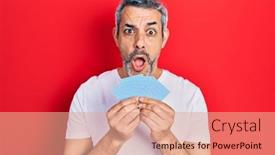  Presentation with grey - PPT layouts consisting of handsome-middle-age-man background and a coral colored foreground