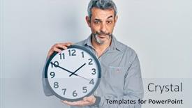  Presentation with grey - Presentation design with handsome-middle-age-man background and a light blue colored foreground