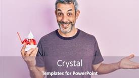  Presentation with strawberry ice cream - Slides featuring handsome-middle-age-man background and a gray colored foreground