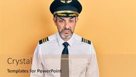  Presentation with airplane pilot - Slide deck enhanced with handsome-middle-age-man background and a coral colored foreground