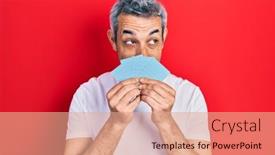  Presentation with blackwomen hair care - Presentation design consisting of handsome-middle-age-man background and a coral colored foreground