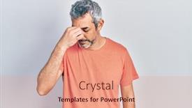  Presentation with frustration - PPT theme consisting of handsome-middle-age-man background and a coral colored foreground