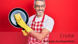  Presentation with grey - PPT layouts having handsome-middle-age-man background and a red colored foreground