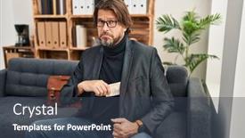  Presentation with crying - PPT layouts having handsome-middle-age-man background and a ocean colored foreground