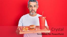  Presentation with burger fries - Presentation theme featuring handsome-middle-age-man background and a red colored foreground