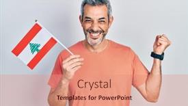  Presentation with grey - Slides having handsome-middle-age-man background and a coral colored foreground