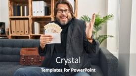  Presentation with holding hands - Presentation design featuring handsome-middle-age-man background and a  colored foreground