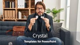  Presentation with holding puzzle pieces - Slide set enhanced with handsome-middle-age-man background and a tawny brown colored foreground