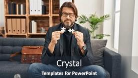  Presentation with holding puzzle pieces - Slides featuring handsome-middle-age-man background and a tawny brown colored foreground