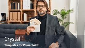  Presentation with attitude - PPT theme consisting of handsome-middle-age-man background and a tawny brown colored foreground