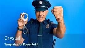  Presentation with hand handcuffs - Presentation theme having handsome-middle-age-mature-man background and a ocean colored foreground