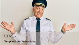  Presentation with airplane pilot - Presentation theme consisting of handsome-middle-age-mature-man background and a mint green colored foreground