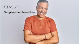  Presentation with clothes - PPT theme featuring handsome-middle-age-mature-man background and a light gray colored foreground