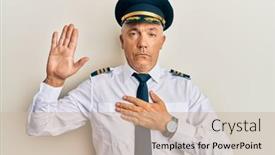  Presentation with airplane pilot - Slides featuring handsome-middle-age-mature-man background and a soft green colored foreground