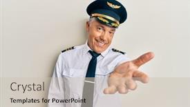  Presentation with airplane pilot - PPT theme consisting of handsome-middle-age-mature-man background and a soft green colored foreground