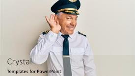  Presentation with airplane pilot - PPT layouts enhanced with handsome-middle-age-mature-man background and a soft green colored foreground