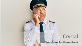  Presentation with airplane pilot - Amazing slide deck having handsome-middle-age-mature-man backdrop and a light gray colored foreground