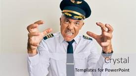 Presentation with airplane pilot - Slide set having handsome-middle-age-mature-man background and a lemonade colored foreground