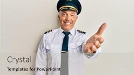  Presentation with airplane pilot - Beautiful PPT layouts featuring handsome-middle-age-mature-man backdrop and a soft green colored foreground